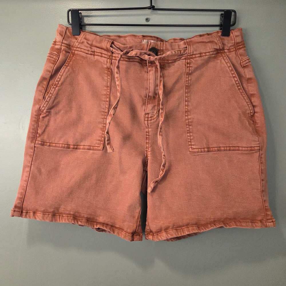 BKE Women's Denim Shorts Drawstring Waist Rust Brick Red Size 30